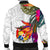 Tonga Men's Bomber Jacket Polynesian Hibiscus White Pattern - Polynesian Pride