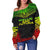 Wallis And Futuna Polynesian Chief Women's Off Shoulder Sweater - Reggae Version - Polynesian Pride