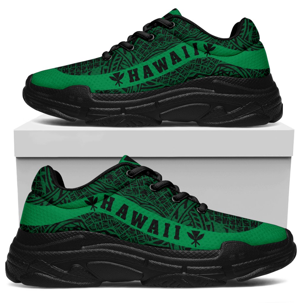Hawaii Kanaka Maoli Polynesian Chunky Sneaker Line Style Green - Polynesian Pride