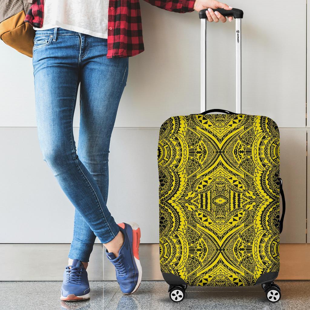 Polynesian Symmetry Yellow Luggage Covers Yellow - Polynesian Pride