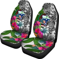 Samoa Car Seat Covers White - Turtle Plumeria Banana Leaf - Polynesian Pride
