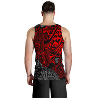 Tahiti Polynesian Men Tank Top - Red Turtle Hibiscus Flowing - Polynesian Pride