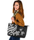 Guam Polynesian Large Leather Tote Bag - White Tentacle Turtle - Polynesian Pride