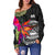 American Samoa Women's Off Shoulder Sweater - Polynesian Hibiscus Pattern - Polynesian Pride