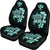 Hawaiian Kanaka Hibiscus Plumeria Mix Polynesian Turtle Car Seat Covers Turquoise AH Universal Fit Turquoise - Polynesian Pride