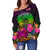 American Samoa Women's Off Shoulder Sweater - Summer Hibiscus - Polynesian Pride