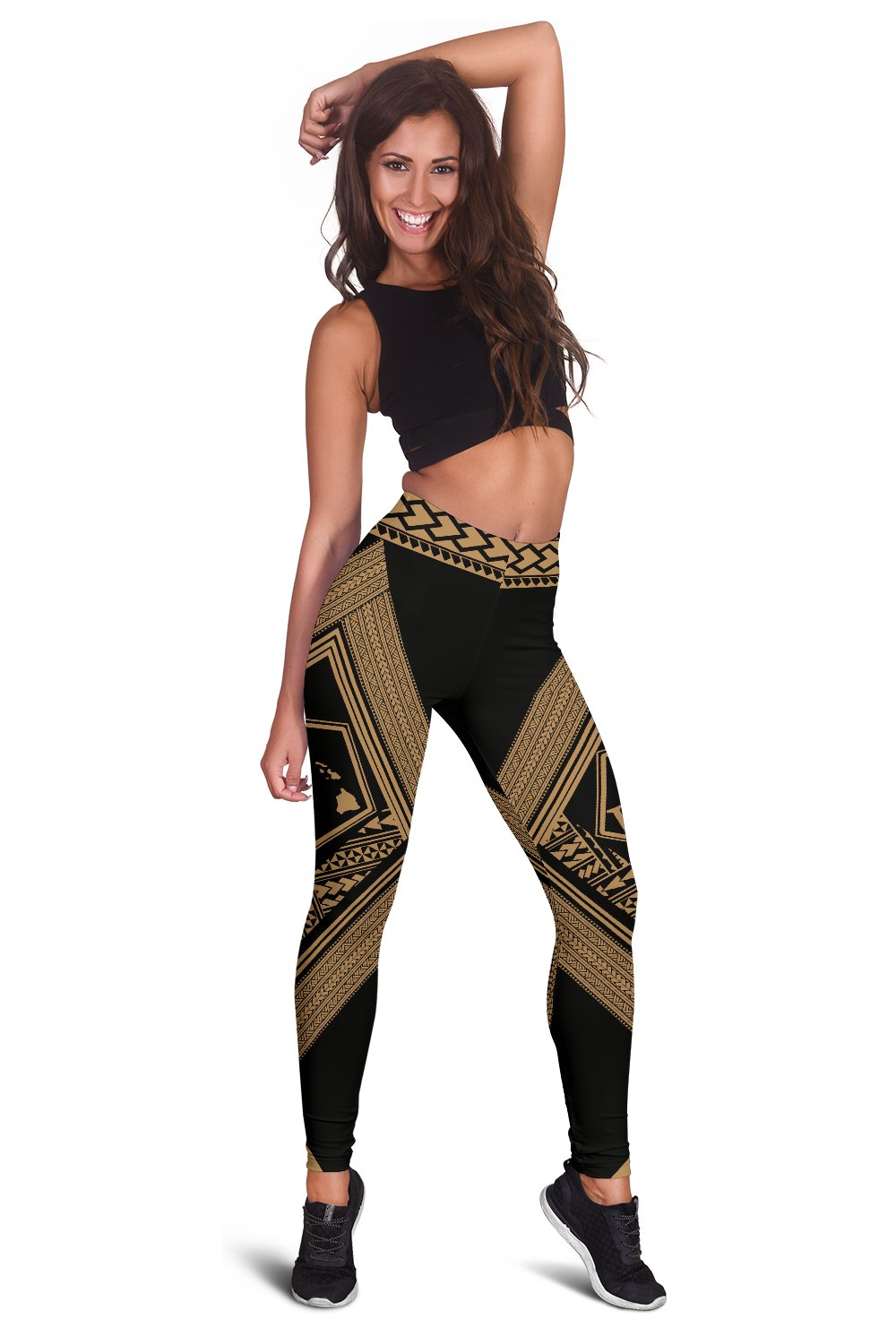 Hawaii Turtle Polynesian Gold Leggings - Diamond Style - Polynesian Pride