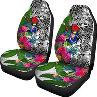 Cook Islands Car Seat Covers White - Turtle Plumeria Banana Leaf - Polynesian Pride