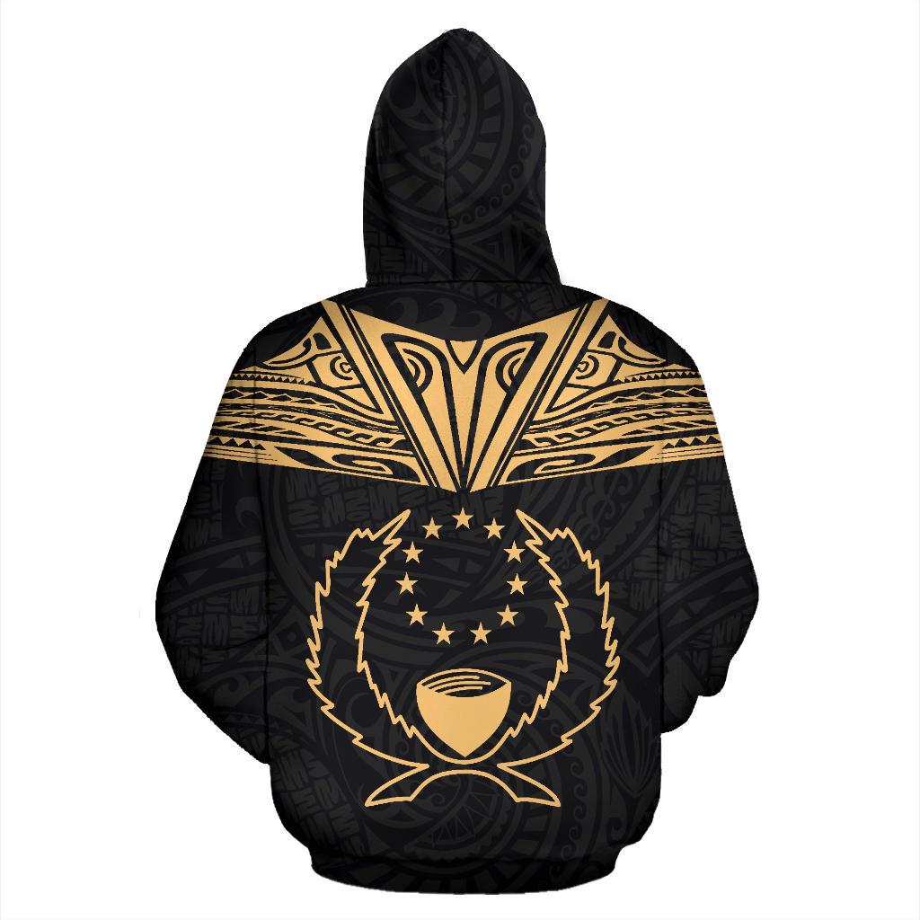 Pohnpei All Over Hoodie Gold Neck Style - Polynesian Pride