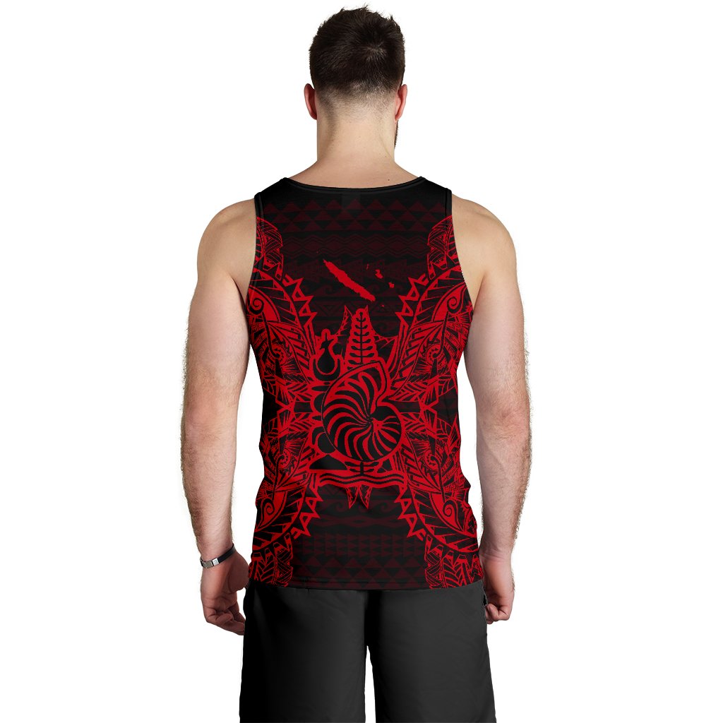 New Caledonia Polynesian Men Tank Top Map Red - Polynesian Pride