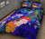 Polynesian Hawaii Quilt Bed Set - Kanaka Maoli Humpback Whale with Tropical Flowers (Blue) - Polynesian Pride