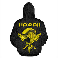 Polynesian Kakau Helmet Weapon Yellow Kanaka Warrior Hoodie - Polynesian Pride