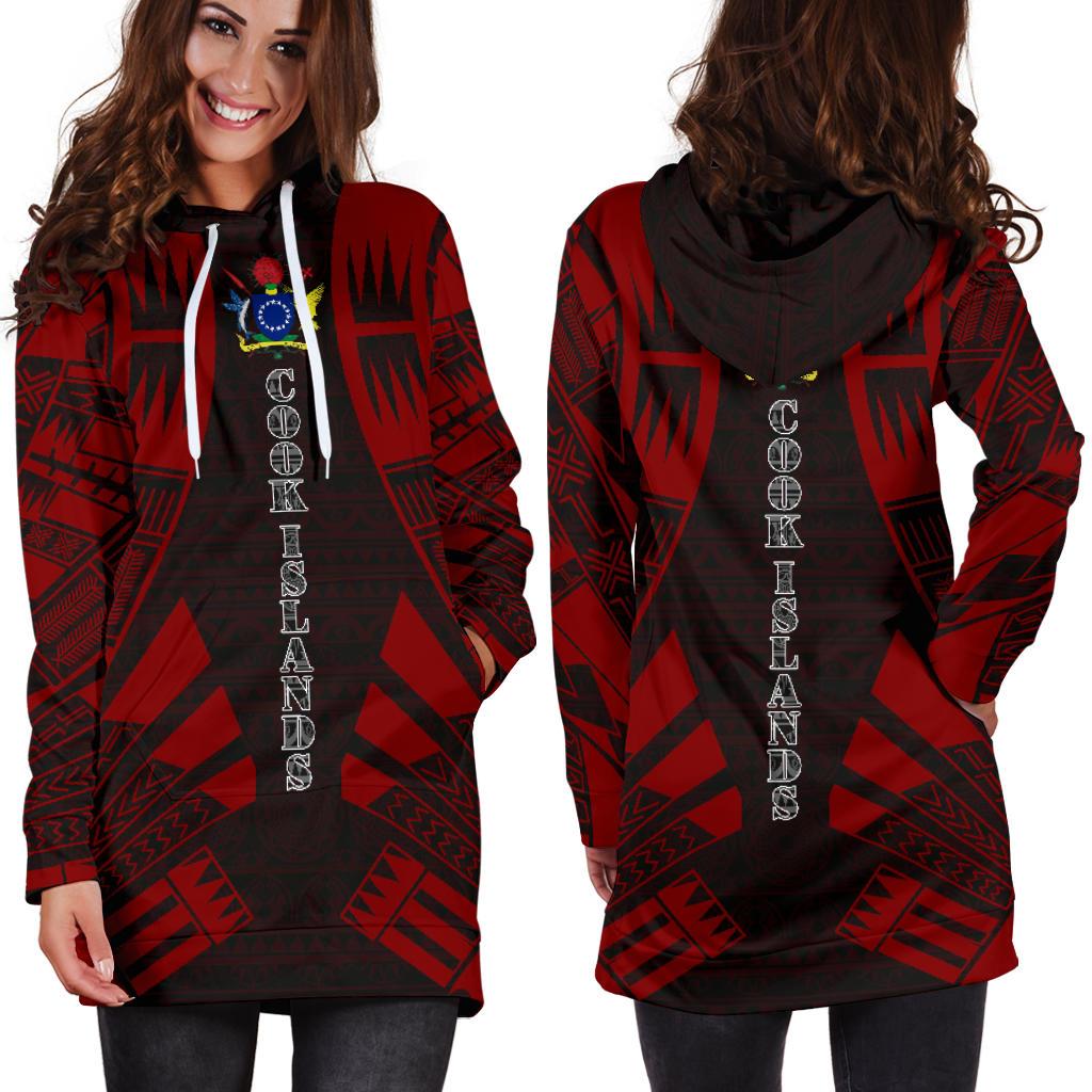 Cook Islands Hoodie Dress - Polynesian Tattoo Red - Polynesian Pride