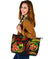 Tonga Polynesian Large Leather Tote Bag - Reggae Plumeria - Polynesian Pride