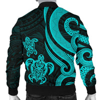 Northern Mariana Men's Bomber Jacket - Tentacle Turtle Turquoise - Polynesian Pride
