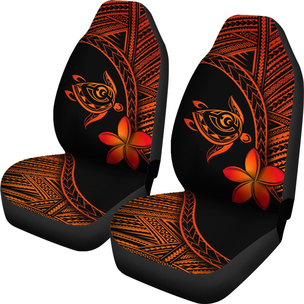 Hawaii Car Seat Covers - Hawaii Turtle Plumeria Orange Universal Fit Orange - Polynesian Pride