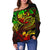 Tahiti Women's Off Shoulder Sweater - Reggae Shark Polynesian Tattoo - Polynesian Pride