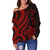 Kosrae Women Off Shoulder Sweater - Red Tentacle Turtle - Polynesian Pride