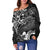 Guam Polynesian Women's Off Shoulder Sweater - White Shark Polynesian Tattoo - Polynesian Pride