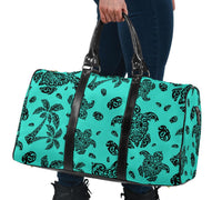 Polynesian Turtle Palm And Sea Pebbles Turquoise Hawaii Travel Bag - Polynesian Pride