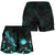 Marshall Islands Polynesian Women's Shorts - Turtle With Blooming Hibiscus Turquoise - Polynesian Pride