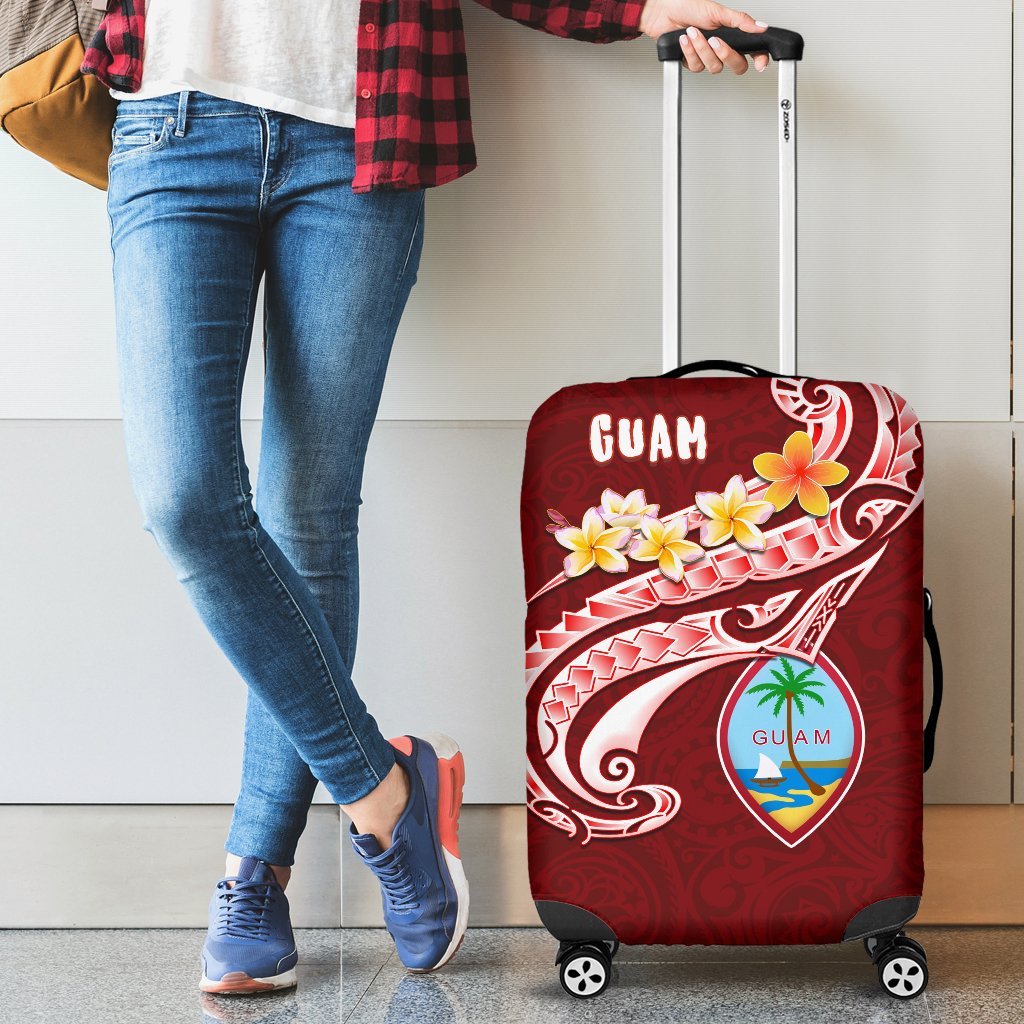 Guam Luggage Covers - Guam Seal Polynesian Patterns Plumeria (Red) Red - Polynesian Pride