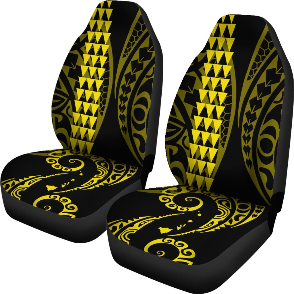 Hawaii Kakau Yellow Polynesian Car Seat Covers Universal Fit Yellow - Polynesian Pride