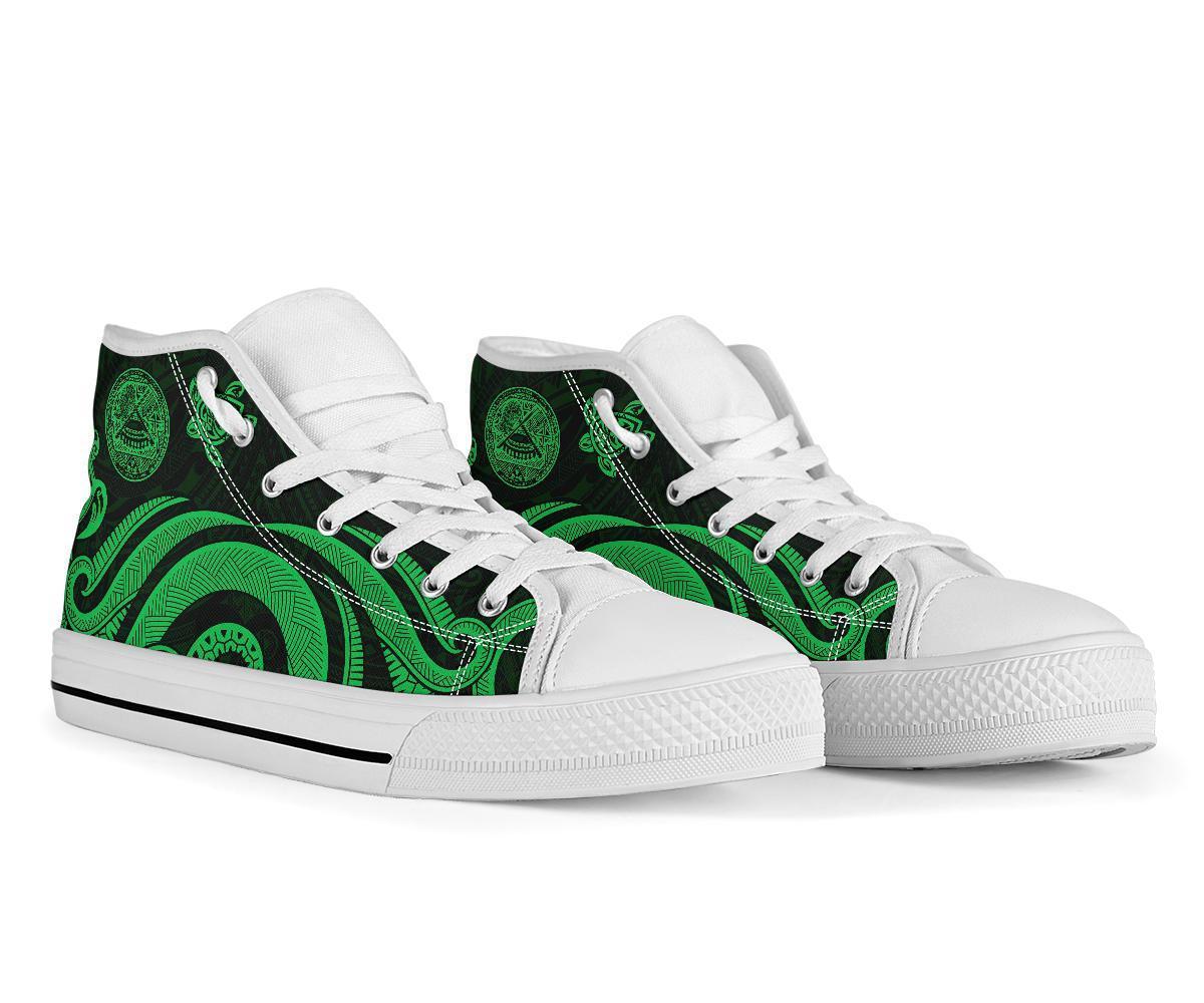 American Samoa High Top Shoes - Green Tentacle Turtle - Polynesian Pride