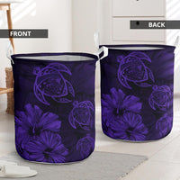 Hibiscus Turtles Hawaii Laundry Basket Purple AH - Polynesian Pride