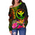 Polynesian Hawaii Kanaka Maoli Polynesian Women's Off Shoulder Sweater - Hibiscus and Banana Leaves - Polynesian Pride