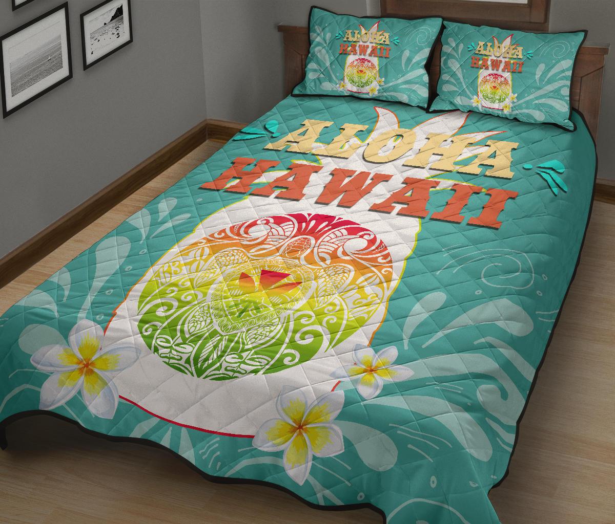 Hawaii Summer Pineapple Polynesian Turtle Plumeria - Bedding Set - Polynesian Pride