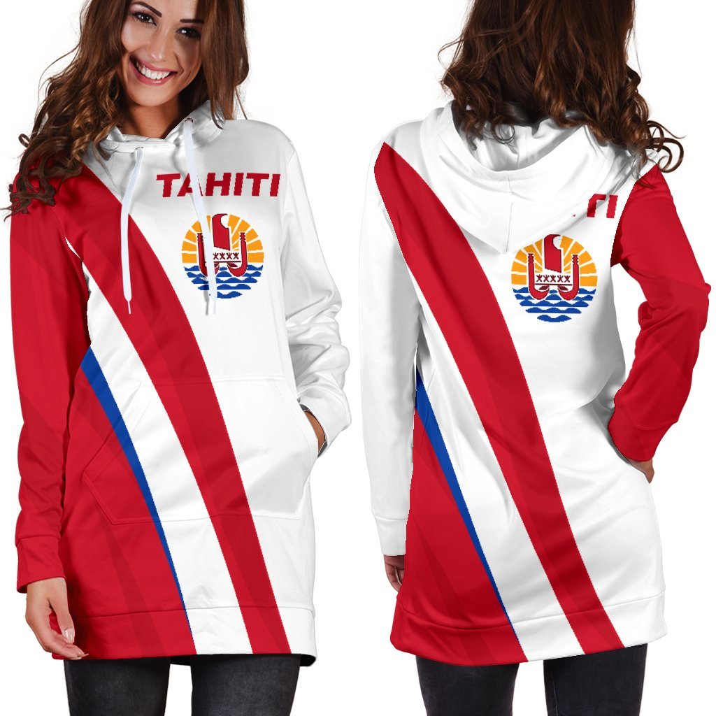 Tahiti Hoodie Dress - Tahiti Flag K5 Black - Polynesian Pride