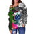 Samoa Off Shoulder Sweater - Turtle Plumeria Banana Leaf - Polynesian Pride