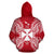 Wallis and Futuna Polynesian All Over Zip up Hoodie Map Red White - Polynesian Pride