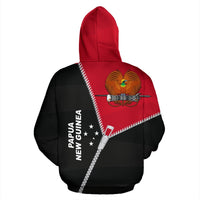 Papua New Guinea Hoodie Papua New Guinea Flag Coat of Arms Curve Zipper Style - Polynesian Pride