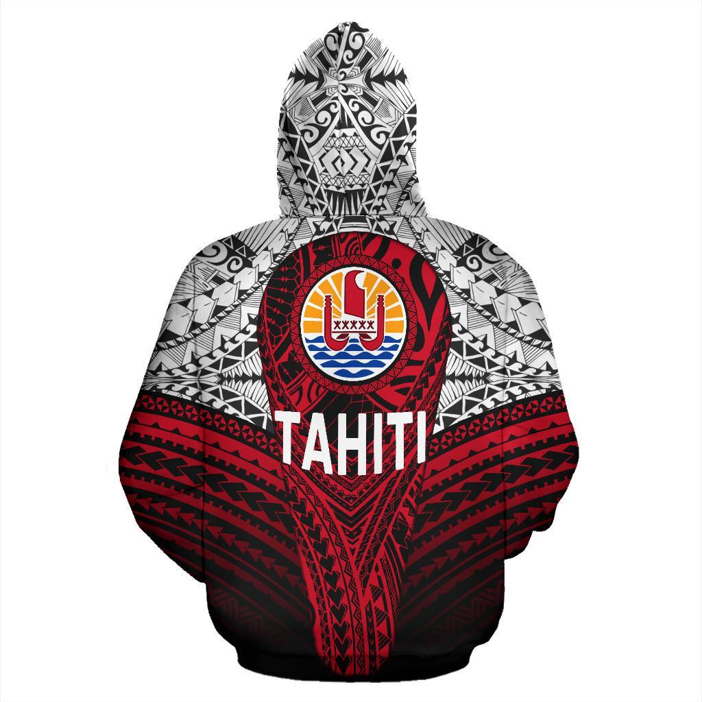 Tahitian Zip up Hoodie Tahiti Flag Polynesian Tattoo - Polynesian Pride