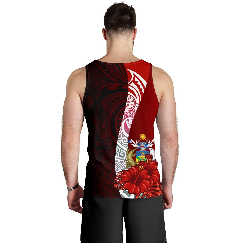 Solomon Islands Polynesian Men's Tank Top - Coat Of Arm With Hibiscus - Polynesian Pride