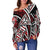 American Samoa Women's Off Shoulder Sweater - Tribal Flower Special Pattern Red Color - Polynesian Pride