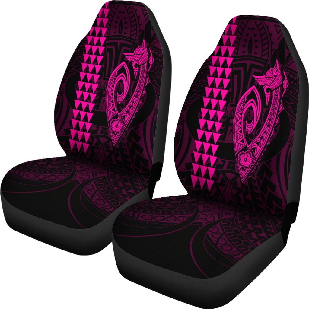 Hawaii Kakau Makau Fish Hook Polynesian Car Seat Covers - Pink Universal Fit Pink - Polynesian Pride