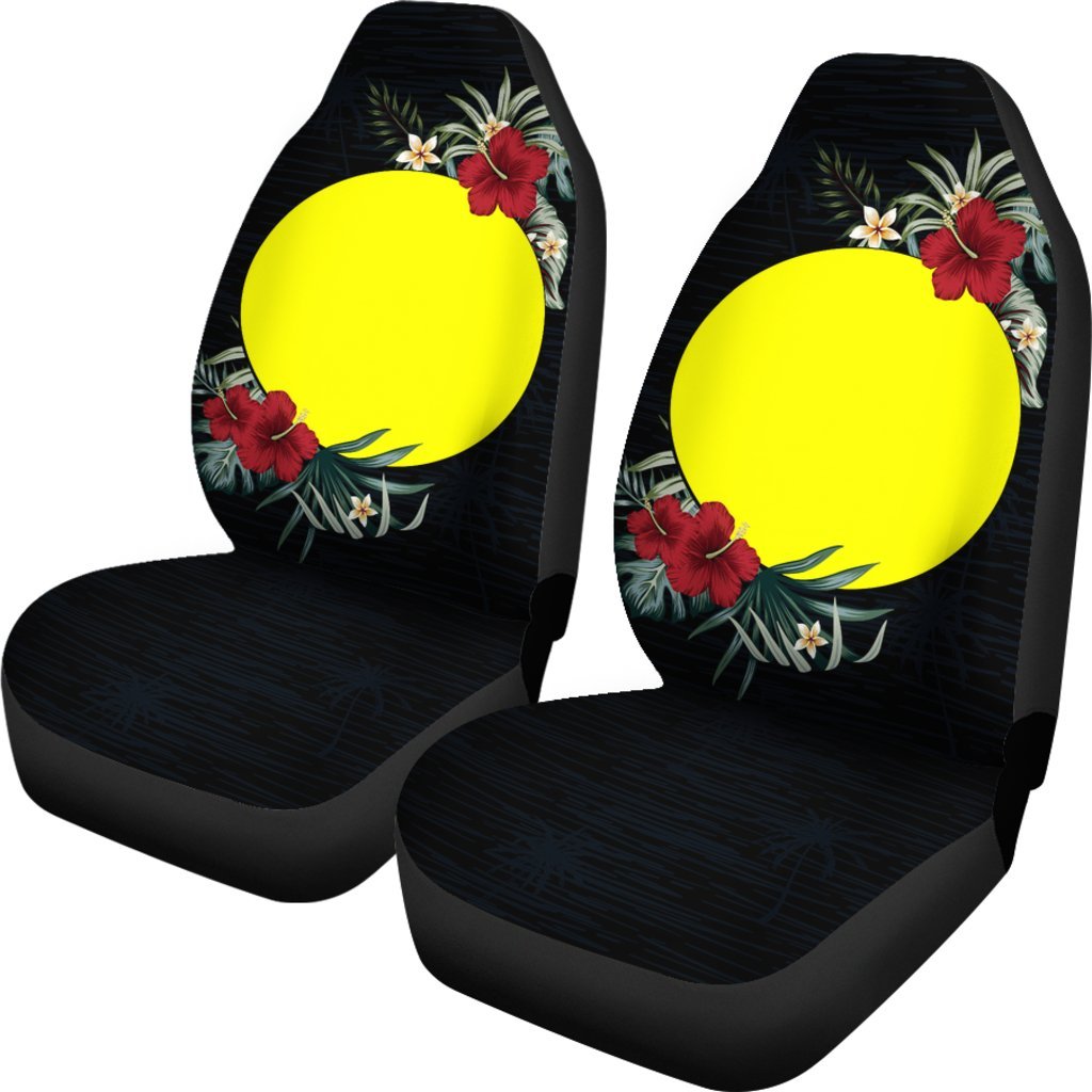 Palau Car Seat Covers - Palau Flag Hibiscus - A02 Universal Fit Black - Polynesian Pride