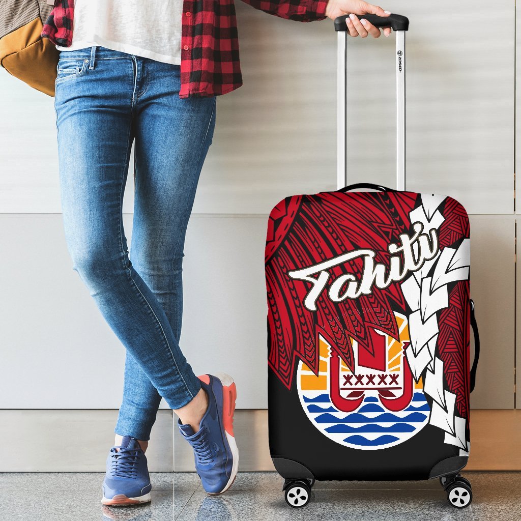 Tahiti Polynesian Luggage Covers - Tribal Wave Tattoo Flag Style - Polynesian Pride