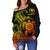 Hawaii Polynesian Women's Off Shoulder Sweater - Vintage Polynesian Turtle (Reggae) Art - Polynesian Pride