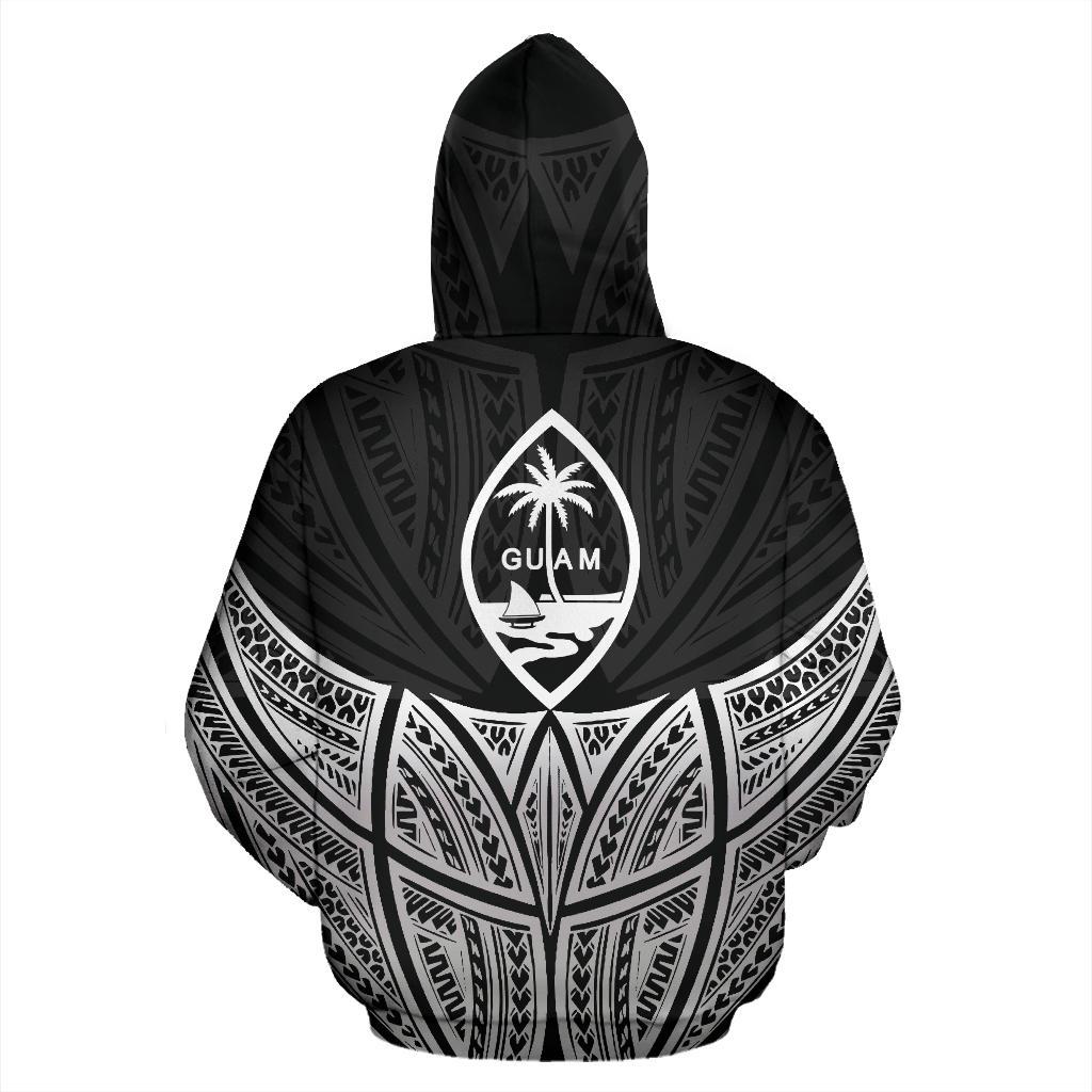 Guam Polynesian Custom Zip up Hoodie Black Pride Map and Seal - Polynesian Pride