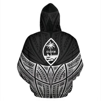 Guam Polynesian Custom Zip up Hoodie Black Pride Map and Seal - Polynesian Pride