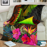 Tokelau Polynesian Premium Blanket - Hibiscus and Banana Leaves - Polynesian Pride