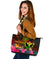 Polynesian Hawaii Kanaka Maoli Polynesian Large Leather Tote Bag - Hibiscus and Banana Leaves - Polynesian Pride