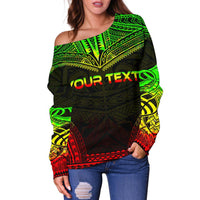 Austral Islands Polynesian Chief Custom Personalised Women's Off Shoulder Sweater - Reggae Version - Polynesian Pride