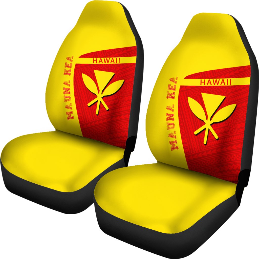 Hawaii Kanaka Polynesian Mauna Kea Sport Car Seat Cover - Premium Style Universal Fit Yellow - Polynesian Pride