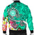 American Samoa Polynesian Men's Bomber Jacket - Turtle Plumeria (Turquoise) - Polynesian Pride