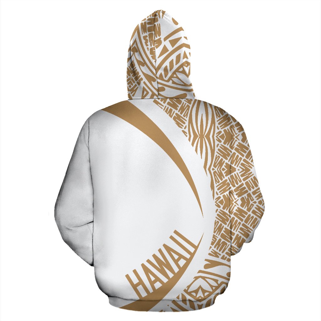 Hawaii Turtle Polynesian Zip up Hoodie Circle Style Golden and White - Polynesian Pride